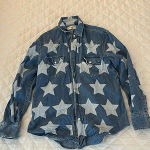 Saint Laurent Paris Denim Shirt with Stars
